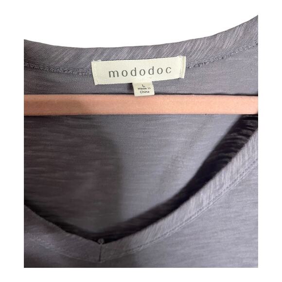 Mododoc burnout purple lavender long sleeve tapered shirt gentle v-neck large - Picture 3 of 6